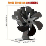 NNETM Silent Heat-Powered Wood Stove Fan (6-Blade)