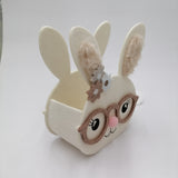 NNETM Spring Felt Rabbit Box with Glasses and Floral Accents