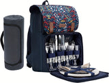 NNETM Insulated Picnic Backpack Set for 4 with Blanket