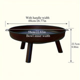 NNETM Outdoor Metal Fire Pit Bowl with Handles & Legs