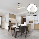 NNETM 1pc Dimmable Socket Fan Ceiling with Remote Control - Traditional Style, White