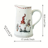 Ceramic Christmas Beverage Jug with Embossed Santa 1pc