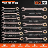 NNETM 12pcs Metric Ratchet Wrench Set 8-19cm with Case