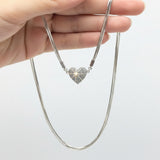 Sterling Silver Triple Heart Pendant Necklace – Elegant Women's Love Necklace