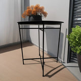 NNETM 1 tier Black Round Coffee Table with Detachable Tray - Metal Edge Design