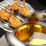 NNETM Tempura Stainless Steel Fryer Pot with Thermometer