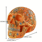 NNETM Vintage Resin Bone Skull Head with Plum Blossom Pattern