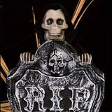 NNETM Glowing Halloween Tombstone with Red Light Skull