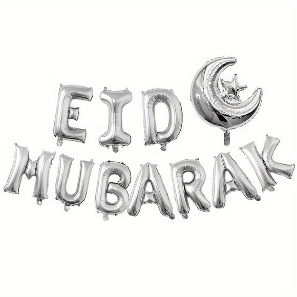 NNETM 11pcs EID Mubarak Foil Balloons Set