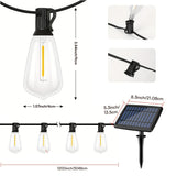 100FT Solar LED String Lights with 24 Shatterproof ST38 Bulbs  Waterproof