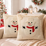 2-Pack 3D Jacquard Christmas Reindeer & Snowman Pillow Covers
