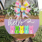 NNETM Farmhouse Easter Welcome Sign Wooden Bunny Wreath
