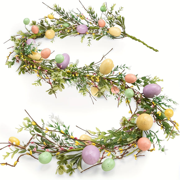 NNETM Colorful Easter Egg Vine Wreath Holiday Decoration