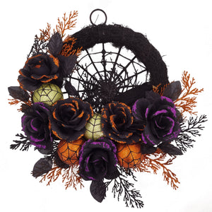 NNETM Halloween Wreath Decoration with Spider Web