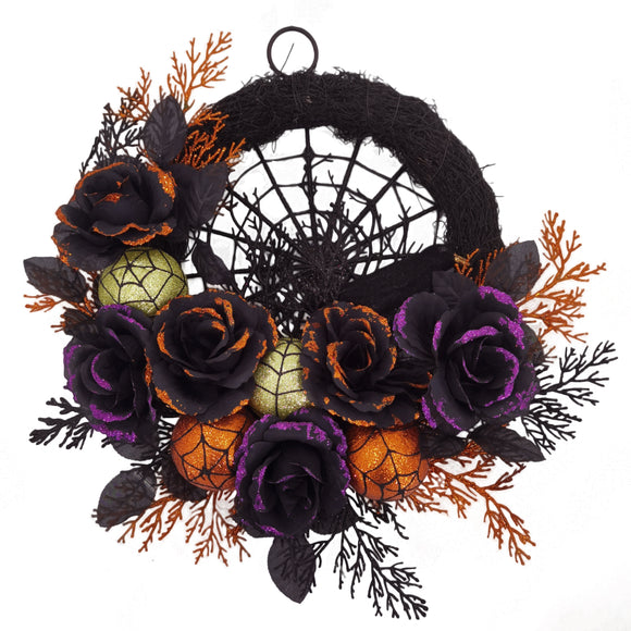 NNETM Halloween Wreath Decoration with Spider Web