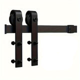 NNETM Sliding Barn Door Hardware Kit Black Metal Rail