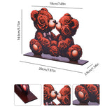 NNETM Romantic Wooden Rose Bear Ornament