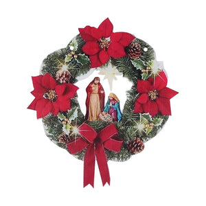 NNEOBA Sacred Christmas Wreath Ornaments Pine Cone Berry Print