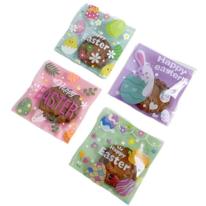 NNETM 100pcs Easter Self-Adhesive Cartoon Plastic Bags