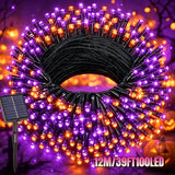 Halloween LED Solar Fairy Light, Purple Orange/Purple/Orange, IP54. Outdoor Solar Courtyard Decoration, Garden, Party, Camping, Festival Celebration, Courtyard Decoration, Christmas Tree Embellishment, Creating a Terrifying Halloween Atmosphere