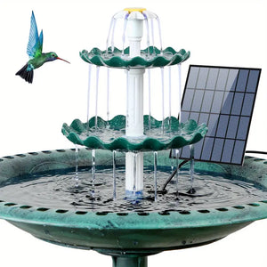 NNETM Solar-Powered 3 Tier Bird Bath Fountain Set
