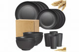 Black Wheat Straw Dinnerware Set