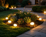 4-LED Solar Pebble Garden Warm Light
