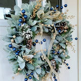 NNETM Blueberry Eucalyptus Wreath with Golden Accents