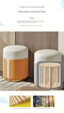NNETM mporary Leather Splicing Round Dressing Stool - White & Orange