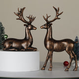NNETM Bronze Elk Figurine Pair Christmas Decoration