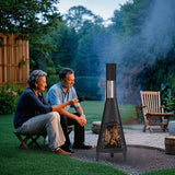 NNETM Outdoor Chimney Fireplace with Mesh Door Black Steel