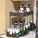 NNETM Pull Out Under Sink Storage Rack - Kitchen & Bathroom Organizer