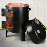 NNETM 3-in-1 Charcoal BBQ Grill & Smoker Portable Outdoor Roaster