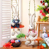NNETM 2pcs Easter Hanging Rabbit Statue with Carrot Swing