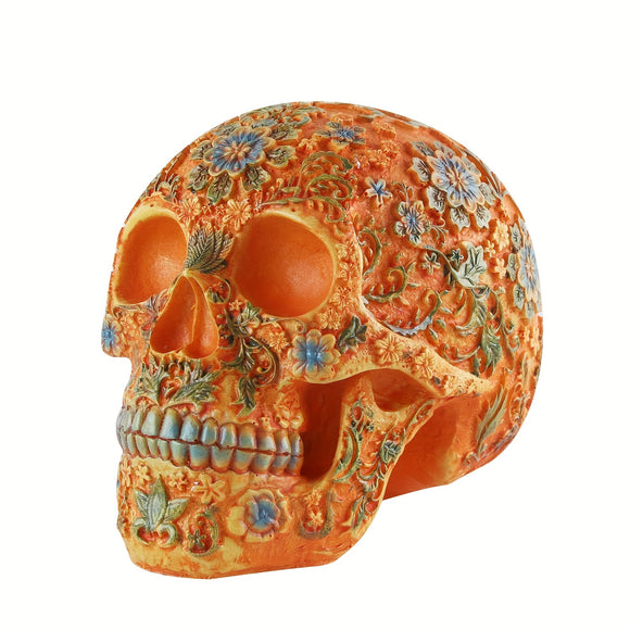 NNETM Vintage Resin Bone Skull Head with Plum Blossom Pattern