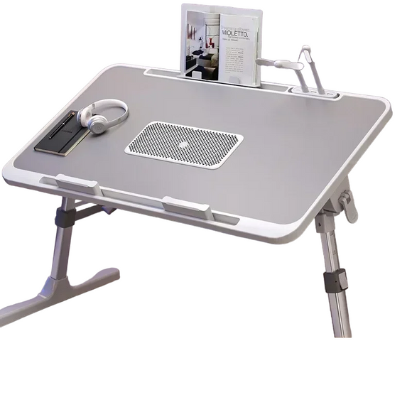 NNEOBA Foldable Laptop Desk with Adjustable Height and Radiator - Grey