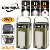 NNETM 2-Pack Camping LED Lights – Solar Foldable Tent Lamp with 6 Modes