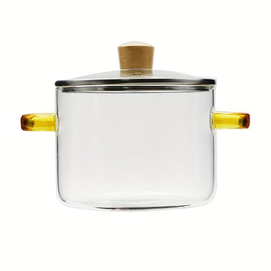 NNETM Borosilicate Glass Cooker with Yellow Handle