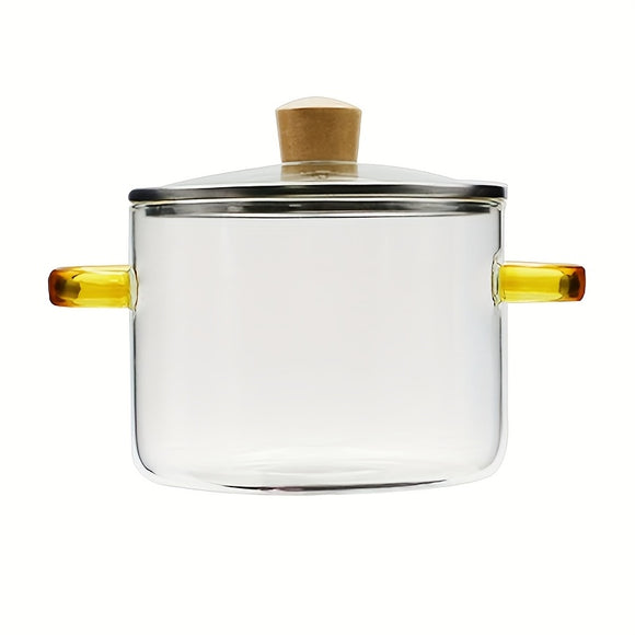 NNETM Borosilicate Glass Cooker with Yellow Handle
