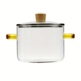 NNETM Borosilicate Glass Cooker with Yellow Handle