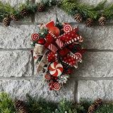 NNETM Christmas Candy Bow Upside-Down Tree Wreath Decor