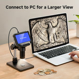 10.92cm IPS Digital Microscope – 1000X 1080P Coin Microscope with 8 LED Lights & PC Compatibility