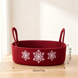 Christmas Rope Storage Basket with White Snowflake Embroidery 1pc
