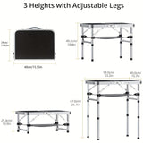 NNETM Folding Camping Table Adjustable Height