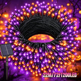 Halloween LED Solar Fairy Light, Purple Orange/Purple/Orange, IP54. Outdoor Solar Courtyard Decoration, Garden, Party, Camping, Festival Celebration, Courtyard Decoration, Christmas Tree Embellishment, Creating a Terrifying Halloween Atmosphere