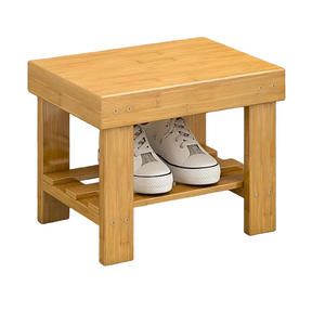 NNETM Classic Bamboo Storage Stool - Space-Saving Organizer (1pc, 20cm)