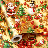 Golden Glossy Christmas Wrapping Paper Roll