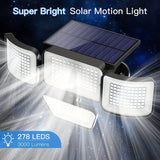 NNETM 278LEDs Solar Outdoor Motion Sensor Security Flood Lights