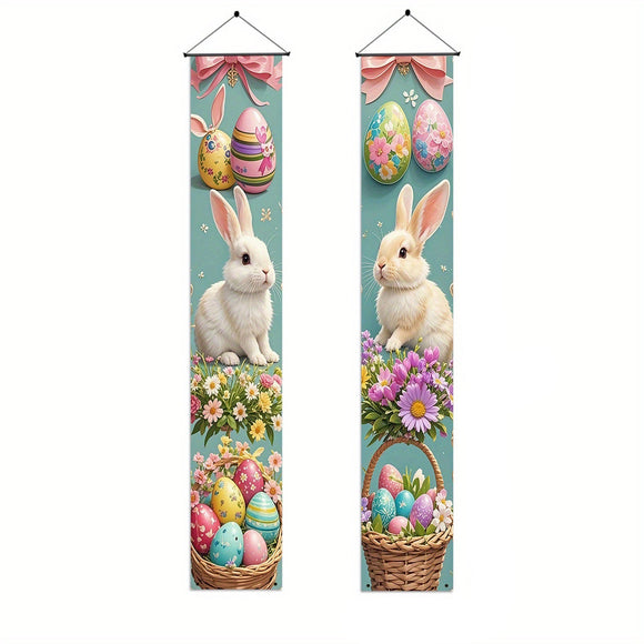NNETM Easter-Themed Door Banners with Rabbits & Eggs (1 Pair)