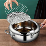 NNETM Tempura Stainless Steel Fryer Pot with Thermometer